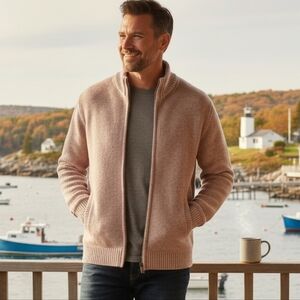 L.L. Bean M Heritage Coasta Cabincore Blanket Lined Lambswool Knit Sweater